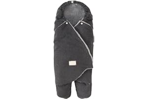 Nuvita 9100 Cuddle | Sacco Morbido con Cappuccio Regolabile e Coprigambe Individuali | Perfetto da 0 a 10 Mesi (80 cm) | Resistente a Temperature Fino a 8°C, all’acqua e al vento | Antracite/Grigio Ch