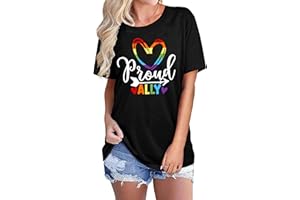 tiorhooe Pride Shirts for Women LGBT Pride Flag Heart T Shirt Gay Pride Month Short Sleeve Top…
