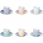Villa d'Este Home Tivoli 1996 Marea Set of 6 Cups 90 ml with Saucer Porcelain