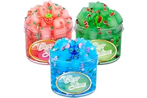 AMTONLEDA 3 Pack Jelly Cubes Clear Slime Kit 3 Pieces Crystal Putty Clear Slime Set for Kids Party Favors Holiday Birthday Christmas Toys for Girls Boys