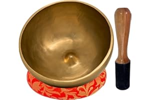 FEWA Handcrafted Tibetan Singing Bowl Set - Rarest Antique LINGHAM SINGING Bowl - Meditation, Chakra Healing, Yoga, and Sound Therapy (22 X 10 CM). Unique Design With Protrusion In The Centre