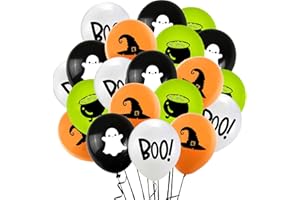 Jwssor Halloween Party Decoration,20pcs Halloween Balloons,Black Orange White Balloons,Halloween Ghost Balloons for Party