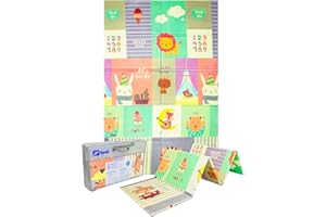 Humbi Play Mat Baby Gatear Mata Składana XPE Pianka Podwójna Twarz Wodoodporny Rozmiar 120x180x1cm Dywan Dziecko Antypoślizgowa Przenośna (Zwierzęta/Ulice)
