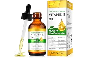 PLOBRT Vitamin E Oil For Skin, Scars, Face & Body – Moisturizes Dry Skin and Reduces Wrinkles, 60ml