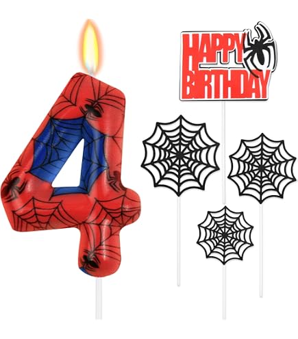 Set Decorazioni Torta SpeiderMann Con Ragnatele E Ragni - Per Halloween E Compleanni, Include Candela Numero 9, 3 Pezzi