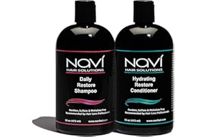 NAVI HAIR SOLUTIONS Navi Hair Growth Shampoo and Conditioner Set, Natural DHT Blocker for Thinning Hair and Hair Loss, Safe for Color Treated Hair, Sulfate Free, Hair Regrowth and Thickening for Men and Women, 2x473 ml
