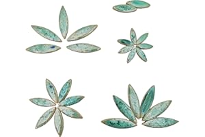 YOZIEMQ 500 g Weidenblatt-Blütenblatt-Mosaik, unregelmäßige Mosaikstücke für Heimdekoration oder Bastelarbeiten, Mosaikherstellungszubehör (Eiskristallgrün)