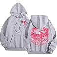 Pink Puff Graphic Hoodies for Teen Girls Kids Womens Cute Letter Print Casual Preppy Sweatshirts Oversized Long Sleeve Y2K Streetwear Tops Pullover