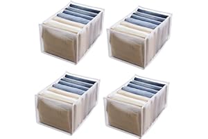 Chagoo Kleiderschrank Organizer - Waschbarer Kleiderschrank Kleider Organizer, Kleiderschubladen Organizer, 7 Gitter Schrank Organizer und Aufbewahrungskörbe, Leicht zu Reinigen (White L,4)