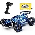 Tecnock Remote Control Cars for Kids, 1:18 Scale RC Racing Cars with LED Lights, 2.4GHz All Terrain RC Car with 2 Rechargeable Batteries for 50 Min Play, Indoor Outdoor Toys Gifts for Boys and Girls