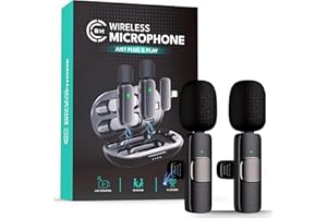 BETTER HEALTH Wireless Microphone For Iphone, Wireless Lavalier Microphone, Mini Microphone, USB C Lighting Connector, Noise Reduction Lavel Clip On For Video Recording, Youtube, Streaming, Podcast, Tiktok