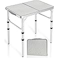 REDCAMP 2ft Folding Camping Table with 3 Adjustable Heights, Portable Foldable Picnic Tables for Outdoor Indoor Kitchen Garden, 3 Heights (26/50/66)
