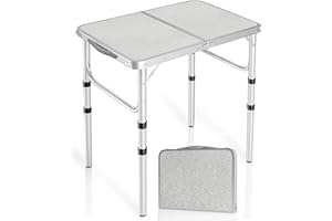 REDCAMP 2ft Folding Camping Table with 3 Adjustable Heights, Portable Foldable Picnic Tables for Outdoor Indoor Kitchen Garden, 3 Heights (26/50/66)