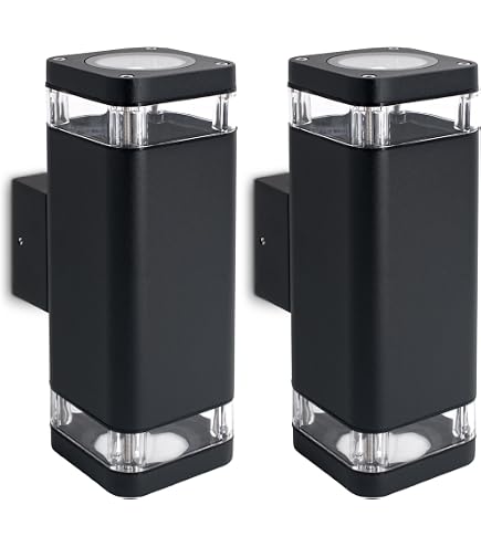 SSC-LUXon ESMO Wandlampe Up & Down – IP54, Dimmbar, GU10 Fassung, Schwarz, Inkl. 5W LED (neutralweiß)
