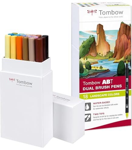 Tombow ABT Penna A Pennello Doppia Punta - Confezione 12 Colori Dell'Oceano - Atossico E Senza Acidi - 4