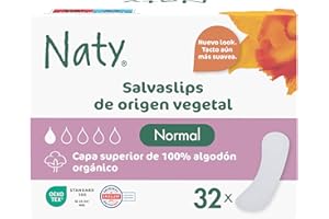 ECO BY NATY Naty Salvaslips Normal | Capa superior de 100% algodón orgánico| Seguro para la piel | Sin perfume, 0% plástico convencional | Cómodos y transpirables | 32 unidades