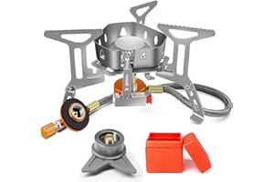 ‎AUTOPKIO AUTOPkio Campingkocher 3500W, Winddicht Gas Campingkocher mit Piezozündung Faltbar Gaskocher Gasbrenner mit Adapter Gasherd für Outdoor Picknick Trekking Hiking Wandern