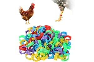 Penitue 100 Stück Hühnerbein Bänder, 5 Farben Verstellbar Geflügelbeinringe mit den Zahlen 1-100 Hühneridentifikationsmarke für Enten Truthähne Gänse