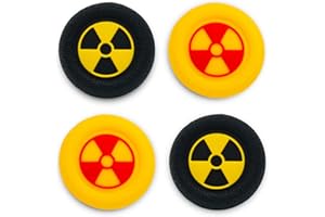 Playrealm Soft Rubber Silicone 3D Texture Thumb Grip Cover x 4 for PS5, PS4, Xbox Series X/S, Xbox One, Switch PRO Controller (Radiation Black Yellow Pack)