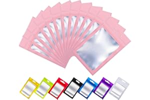 Rimiko 50 Piezas de Bolsas de Aluminio Resellables, Bolsas Mylar Herméticas Planas para Alimentos, Bolsas Pequeñas con Cierre Zip, Bolsas Plásticas para el Embalaje del Producto (Rosa, 7x10cm)