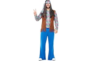 Funidelia | Déguisement hippie pour homme taille XL Années 60, Hippie, Flower power, Décennies - Couleur: Multicolore, accessoire pour déguisement - Déguisements amusants pour vos soirées.