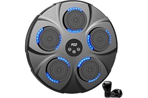 Infaebo Macchina da Boxe Musicale, Extra Large Professionale a Parete con LED Dinamico et Guantone, Bluetooth Smart, Musica Elettronica a 12 velocità, per Adulti e Bambini, Interni e Palestre, Blu
