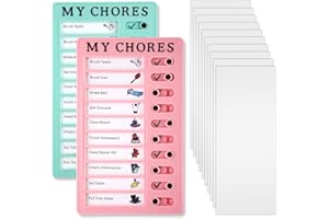 LUTER 2szt Tablica z Lista Kontrolna, Codzienna Plastikowa Wykres Prac Domowych dla Dzieci z Suwakiem Przenosna Lista Rzeczy do Zrobienia z 12 Kartonami na Dorosli Dzieci Dom Biuro (Rózowy; Zielony)