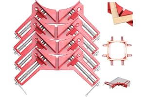 Litensh 4 PCS serre joints à angle droit de 90 degrés, serre joint angle droit pince angle droit presse cadre pour travail du bois cadre, étau d'angle, outils à main, pinces d'angle, étau à bois