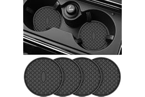 STLIAN Car Cup Coasters [4 Pack] Silicone Cup Holders Mats, Non-Slip Recessed Car Interior Accessories Black