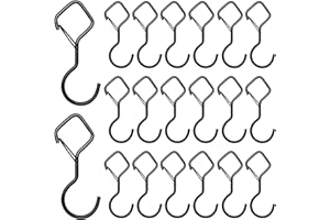 Teokantz 20 PCS 10cm S Hooks With Safe Buckle, Black Heavy Duty Metal for Hanging Clothes, Handbag, Plants, Kitchen Ware - 035-UK