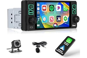 Inefala Autoradio 1 DIN med 5,1-tums trådlös skärm Carplay Android Auto Bluetooth-radio 1 DIN med Mirror Link FM-radio USB Ty