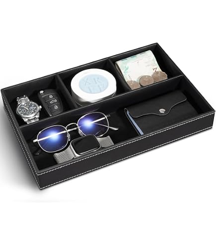 Vide-poche Similicuir Navaris - 2 Plateaux Crème - Rangement Clés, Monnaie, Bijoux - Pour Entrée Ou Table