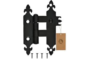 MoriaDesign Rustikal Scharniere - 2,5 x 80 x 120 mm - Schwarz - Torband Schwarz Schmiedeeisen - Scharnier für Gartentore, Holztüren, Holztore und Fensterläden, Dekorative Kreuzgehänge