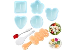 MLRYH Onigiri Maker Kit, 8 Pcs Sushi Onigiri Mold DIY Sushi Maker Form pour Boules de Riz Moule à Sushi Shake avec Petite Palette à Riz, Brosse pour la Cuisine.