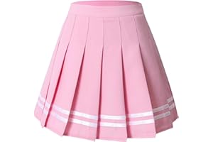 HOEREV Donne Ragazze Svasato Casual Mini Scuola Tennis Skater Casual Gonna Danza con Due Tasche Laterali e Pantaloncini Interni