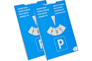 YOUR DAY MATE Disco di parcheggio, 2 pezzi, in blu, in carta, regolabile su entrambi i lati, parchimetro con otto lingue, per auto, camion, Disco di parcheggio blu, dischi di parcheggio, scheda di parcheggio