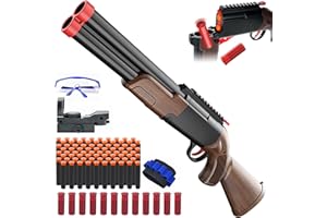MRABBITOO Pistola Giocattolo, Giocattolo a Doppia Canna, Giocattolo con 80 Proiettili Molli e Pistola esplosiva in schiuma EVA e 12 gusci vuoti, Regali di Compleanno di di Natale per Ragazzi Giovani 8 + Anni