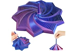 XUDUOO 3D Printed Fidget Toy, Expanded Sensory Fidget Star, 11cm Spiral Honeycomb Hexagon Stress Relief Fidget Toy with Handle, Hexagon Spiral 3D Star, Push Play Spinner Gift for Adults Kids