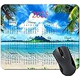 2024 Calendar HD Font Tropical Beach Coconut PalmTrees Mouse Pad,Non-Slip Personalized Rectangular, Size: 9.5 x 7.9 inches…