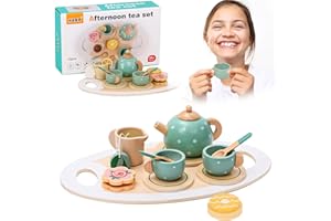 Set da Tè in Legno bambini, badaren Servizio da Tè In Legno Per Bambini, Set da Tè Giocattoli in Legno, Set da Tea Legno Bambini, Set da Cucina Giocattolo Bambini, Servizio da Tè Giocattolo Legno