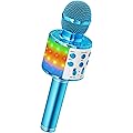 Ankuka Microphone sans Fil Karaoké, Micro Karaoke Enfant avec Lumières LED de Danse, Microphone Bluetooth pour Enfants Fille Garcon pour Fête Chanter Idée Cadeau de Noël Anniversaire Bleu