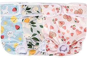 GOOPOOL Dog Nappies, 3 Packs Reusable Dog Diapers, Super Absorbent Washable Female Period Pants for Dogs, Soft and Skin-friendly Sanitary Panties for Small Medium Large Incontinence Dogs (M)