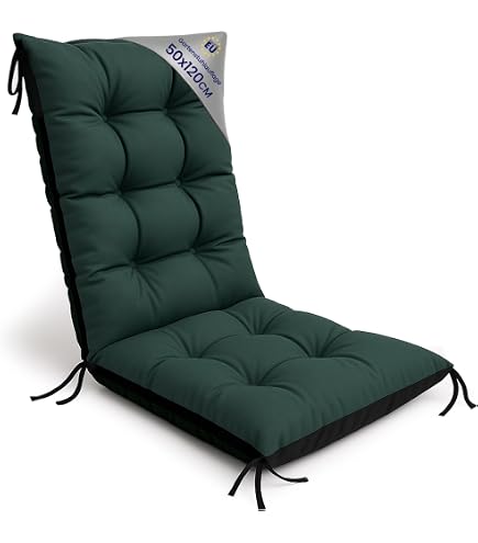 Set 4 Cuscini Per Sedia Con Schienale Alto – 95x40x5 Cm – Rivestimento In Poliestere, Resistenti All'acqua – Motivo Blu Nautico – Per Giardino E Soggiorno