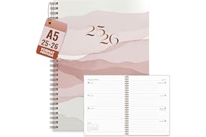 Burde Senator A5 Story Beige 2025/2026, Agenda A5 à Spirales – Organiseur Compact & Élégant, Planning Scolaire & Professionnel Daté, Journal Hebdomadaire, Couverture Rigide
