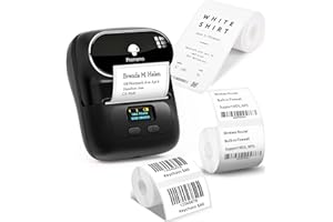 Phomemo M110 Impresora de Etiquetas, Juego de 3 Rollos de Etiquetas, Etiquetadora Autoadhesiva para Teléfono y PC, Impresora de Etiquetas Bluetooth, para el Hogar, La Oficina y la Pequeña Empresa