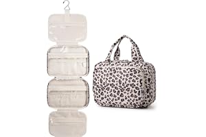 Full storlek stor toalettväska kosmetisk väska resesminkväska organiserare för kvinnor, Z-beige leopard, M, Klassisk