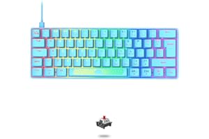 LEAVEN T60 - Mini meccanica tastiera da gaming 60% Compact rgb led retroilluminata light up QWERTY - switch rossi lineari Type c Ergonomico piccola Anti-ghosting, per PC Computer Laptop Mac PS4 - Blu