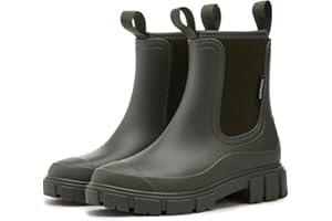 SmoothPace Gummistiefel Damen Gefüttert Wasserdicht Gummistiefeletten Halbhohe Chelsea Boots Rutschsicher Abriebfest Atmungsaktiv Regenschuhe Komfort Garten Stiefeletten 36-41EU