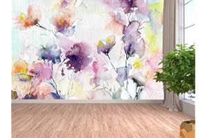 Oedim Fotomural Vinilo para Pared Acuarelas Formando Flores | Fotomural para Paredes | Mural | Fotomural Vinilo Decorativo | 200 x 150 cm | Decoración comedores, Salones, Habitaciones