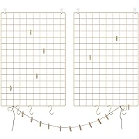 SONGMICS Fotowand aus Drahtgitter, 2er Set, Wanddekor, multifunktionale Gitterwand, Wandgitter, DIY, mit S-Haken…
